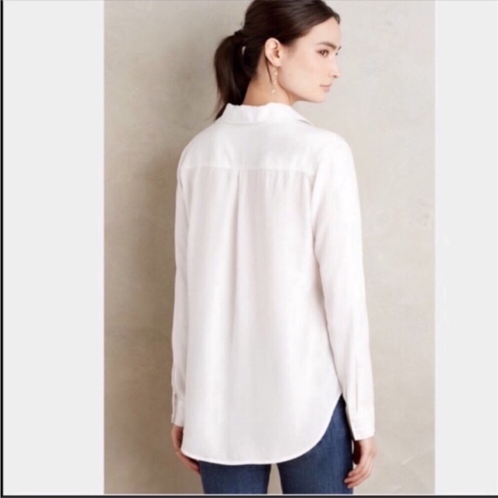 Anthropologie boho White Lace-Up Collared Top by Cloth and Stone - Picture 3 of 5